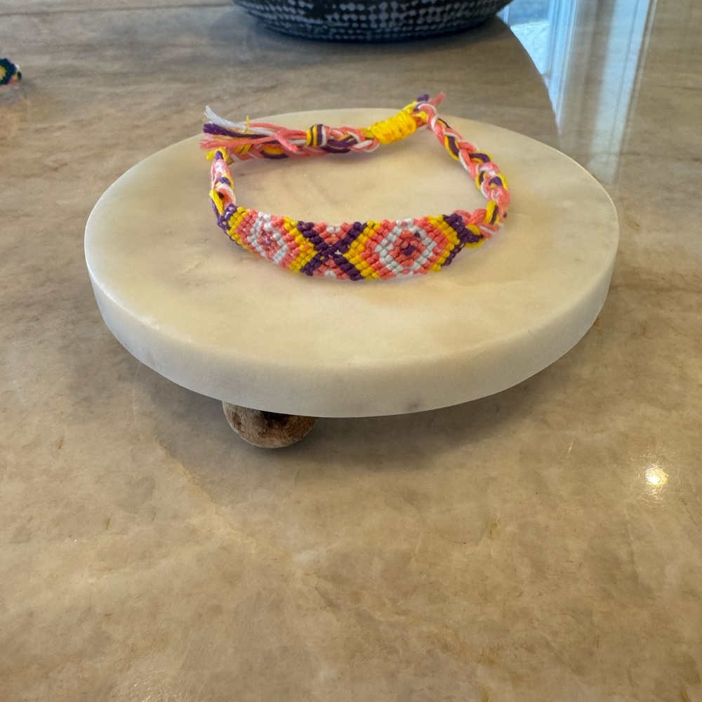 Colorful Woven Friendship Bracelet pink, yellow purple handmade anklet